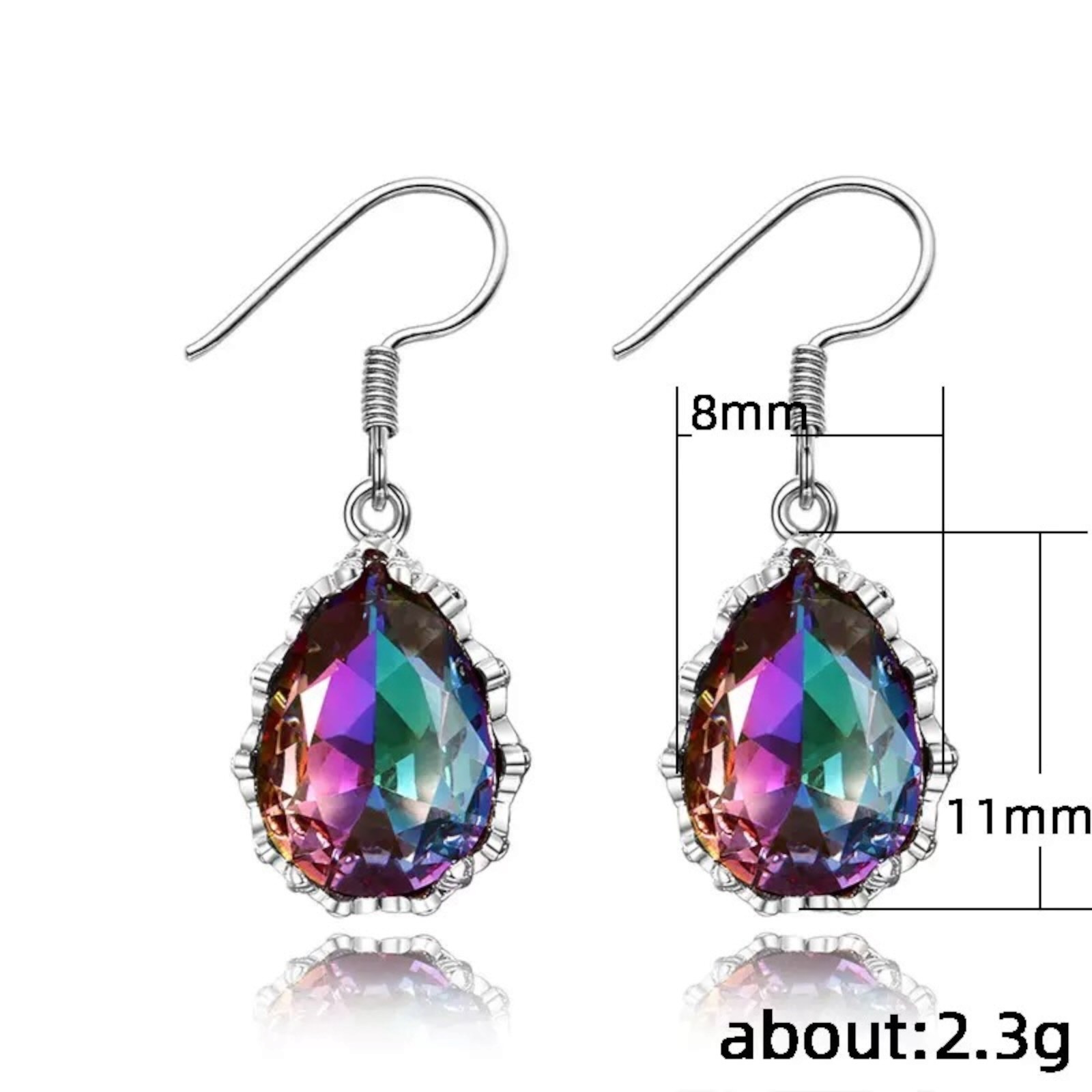 Topaz Drop Earrings for Women Silver Plated Jewelry Earring Pair Lab-created C6