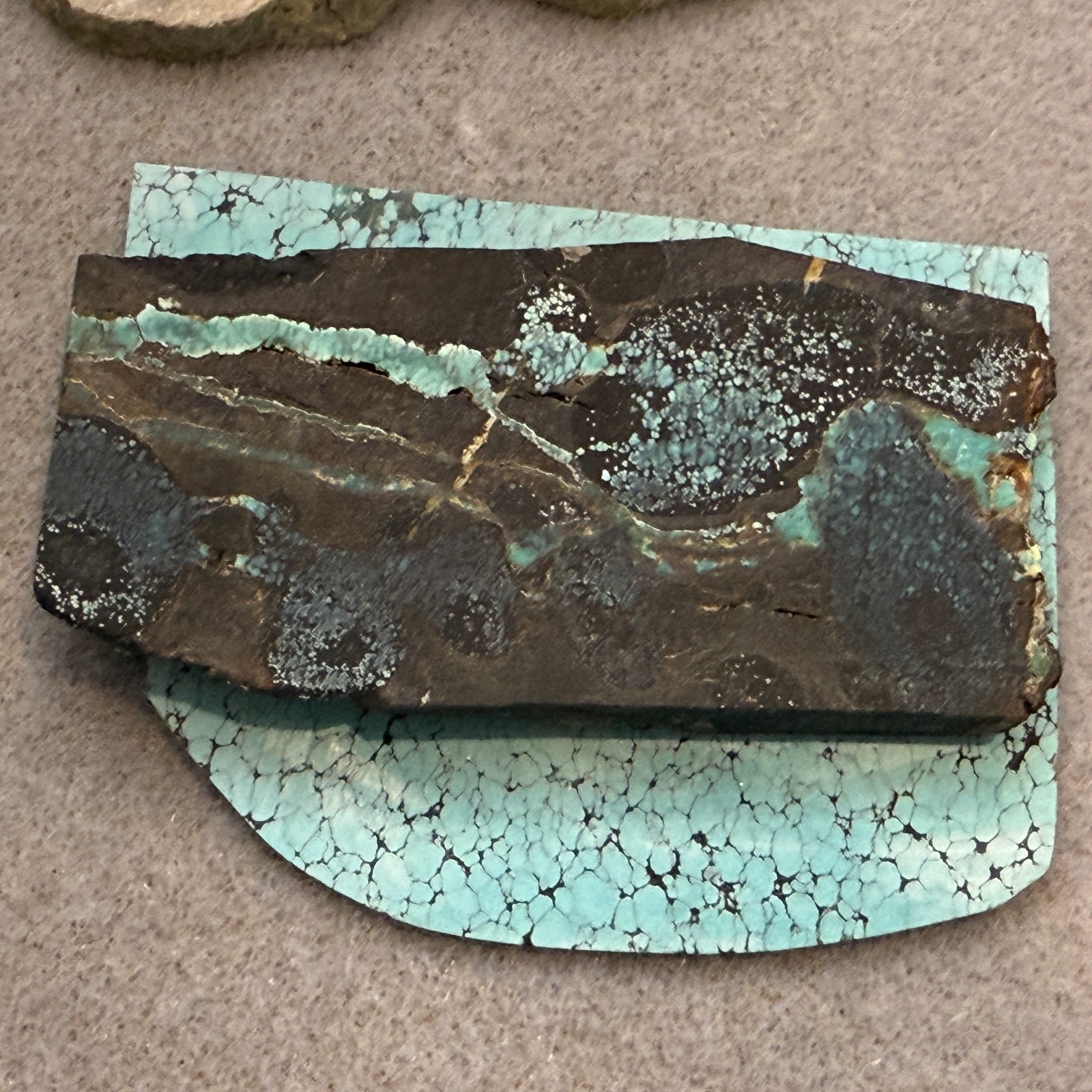 Natural Unpolished Bamboo Mountain Turquoise Slice, 35.6 grams, 178 ct, 27x73mm