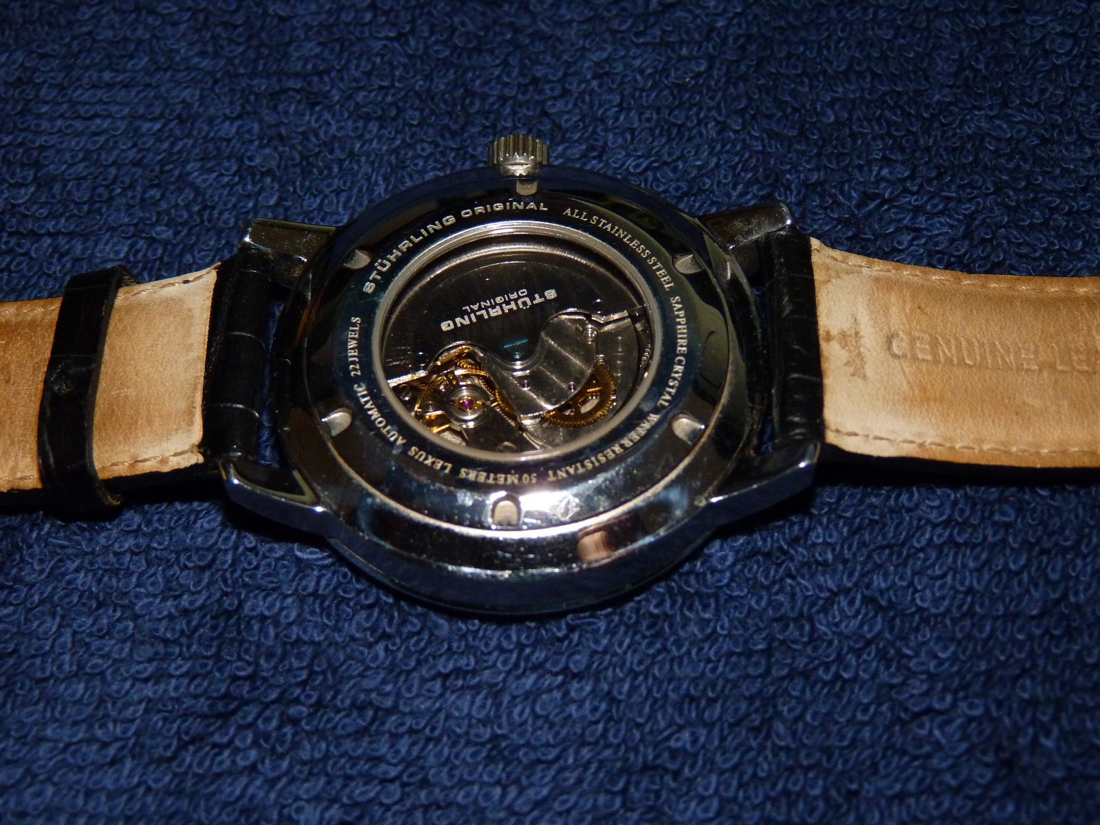 Stuhrling Original Lexus 44mm Day & Date, Charcoal Gray Dial, Black Strap, VG
