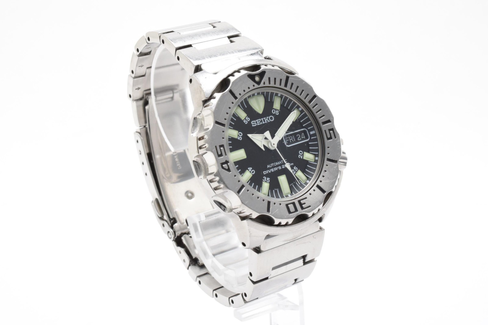[Exc+5] SEIKO BLACK Monster 7S26-0350 Divers 200m AT Watch from JAPAN