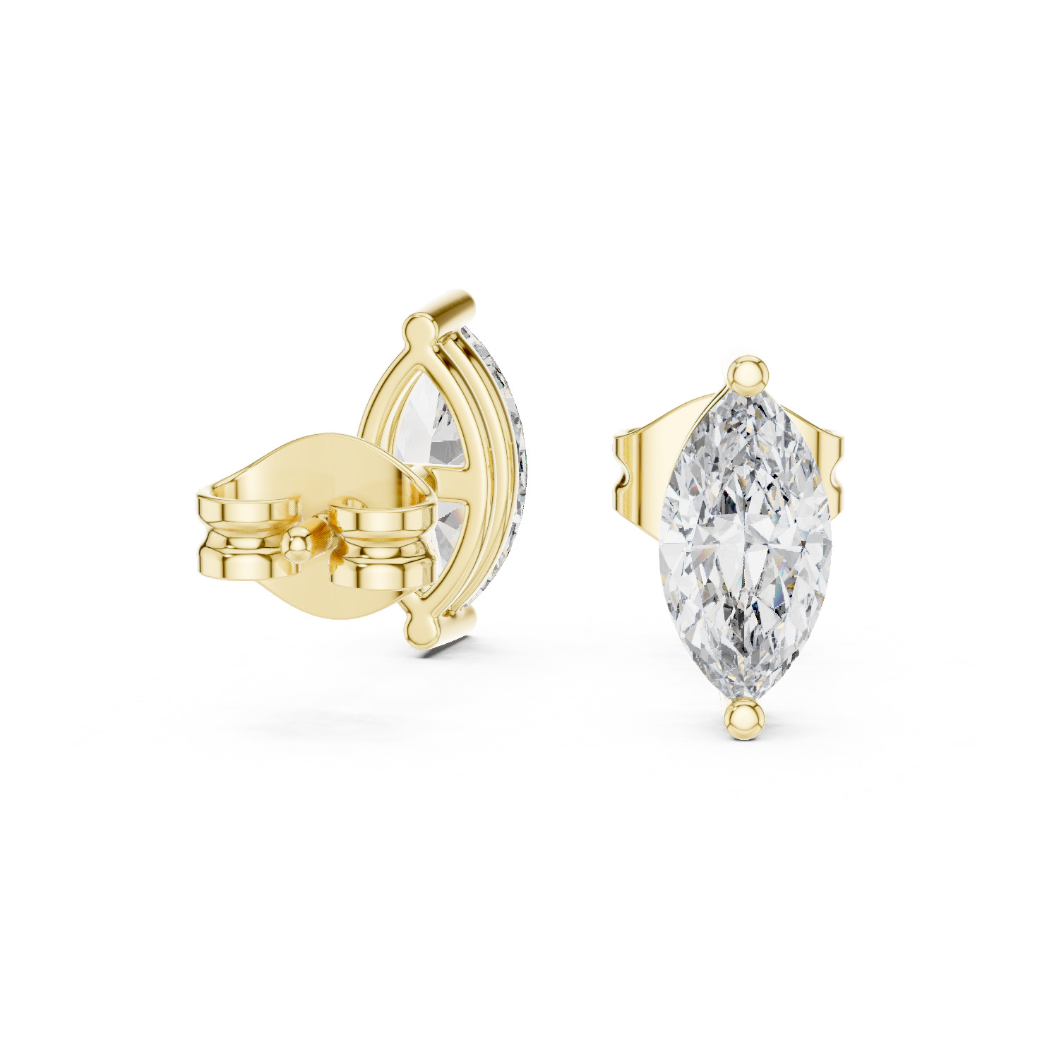 Certified Natural Diamond Designer Style Prong Studs Earrings 14K Gold Over
