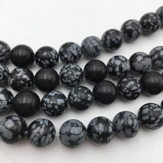 Snowflake Obsidian Smooth Round Beads 2mm 4mm 6mm 8mm 10mm 12mm 15.5″ Strand