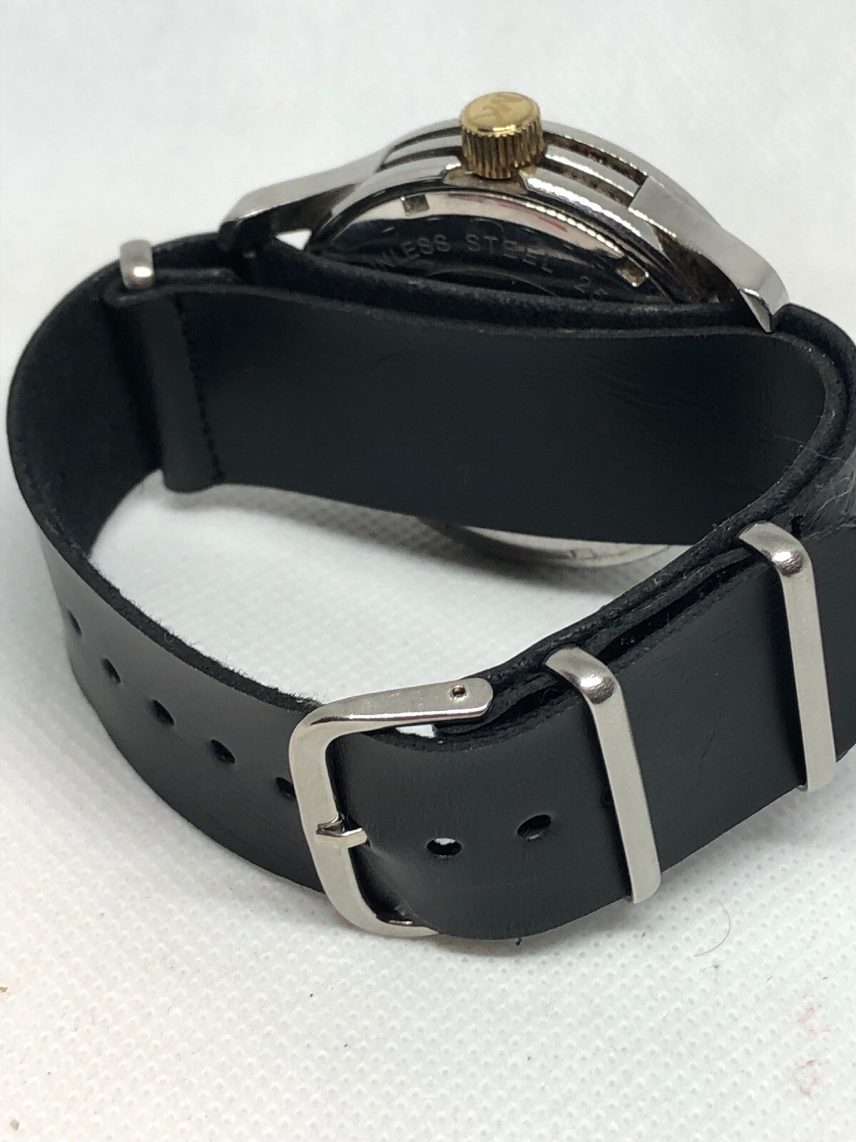 MICHAEL KORS MK7064 Men’s Black Leather Analog Dial Watch With Custom Band HG77