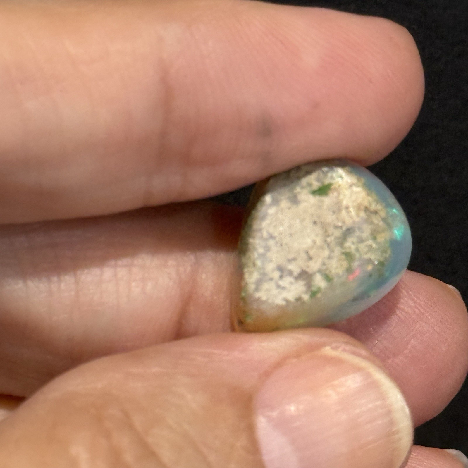 6.85ct 15.2×13.3×6.7mm Fine Galaxy Ethiopian Welo Opal Pear Shaped Cabochon Gem