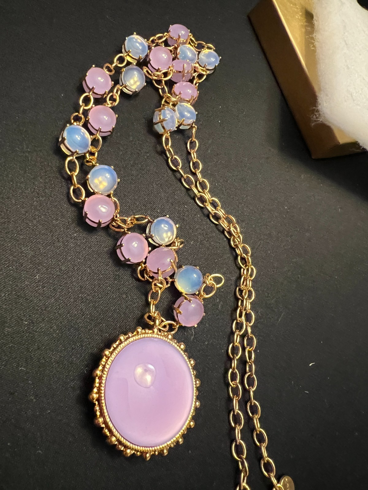 MMA Metropolitan Museum of Art Lavander glass cabochon Adjustable Necklace
