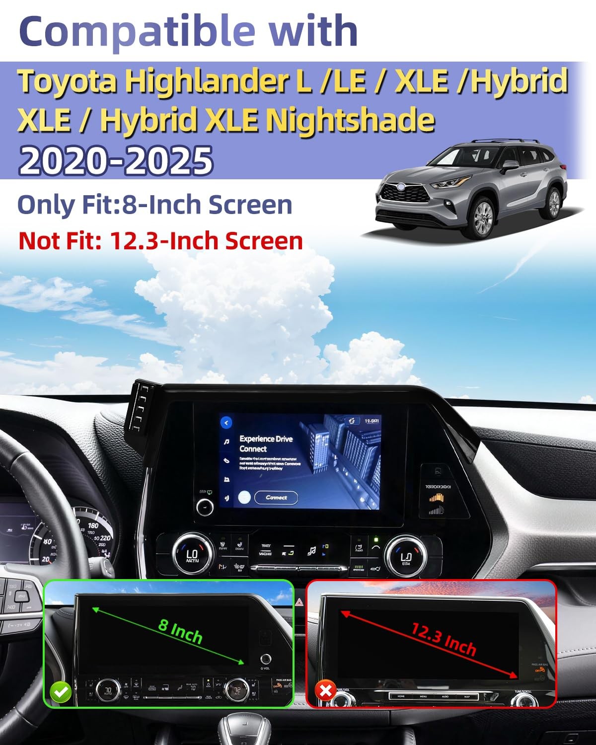 Pzk Car Phone Mount For 2020 2021-2024 2025 Toyota Highlander L/Le/Hybrid