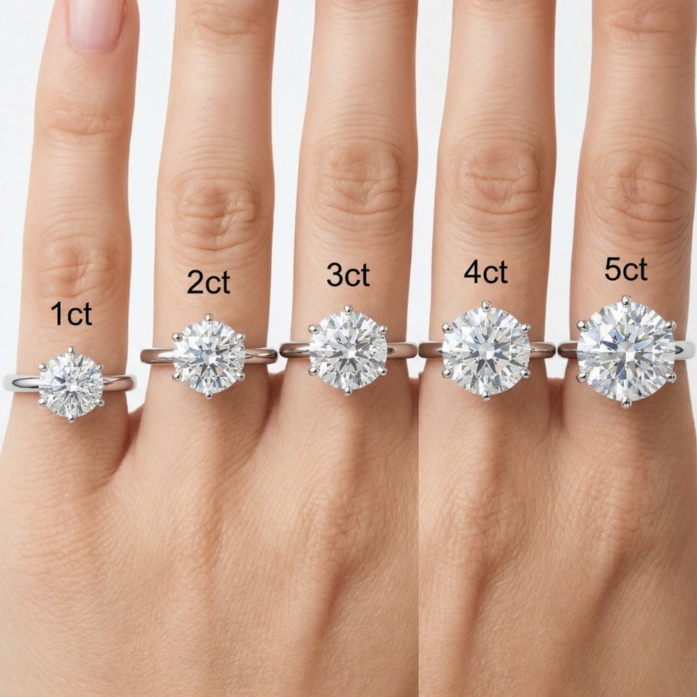Platinum 1 – 5 carat Round Certified Diamond Engagement Ring Lab Grown G/H-VS