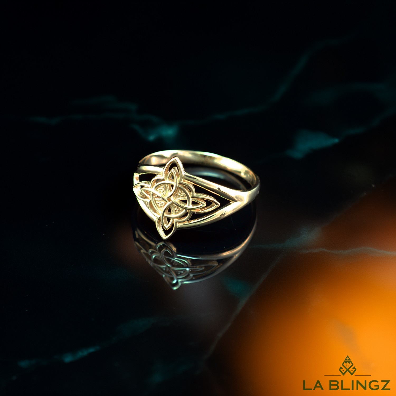 Gold Celtic Trinity Knot Triquetra Ring