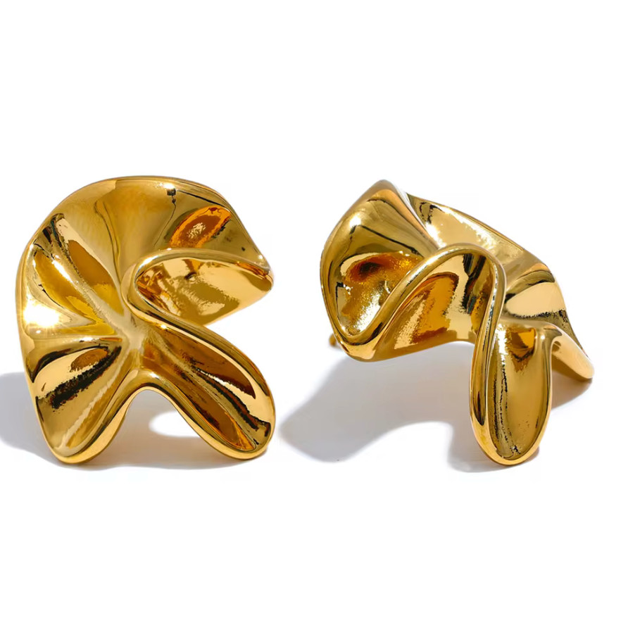 Stainless Steel Irregular Flower Stud Earrings