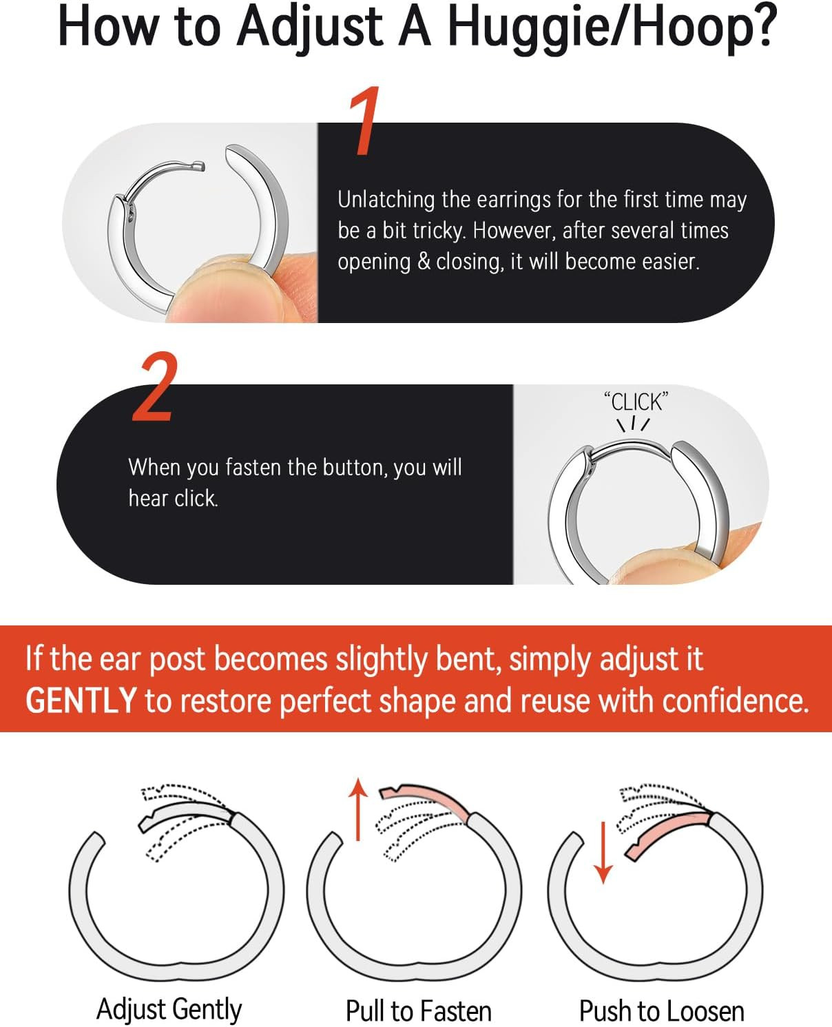 Stainless Steel Black/Silver/Gold Hoop Earrings for Men – Hypoallergenic Small H