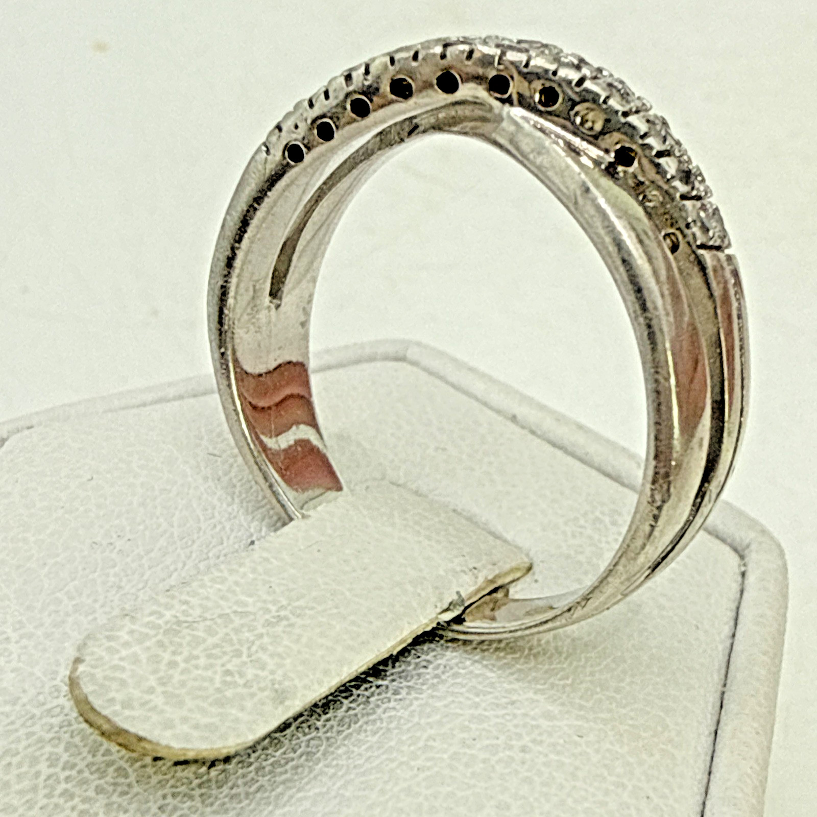 STUNNING .925 Vintage Sterling Silver Estate Ring Size 8.75 w-Colorless stone