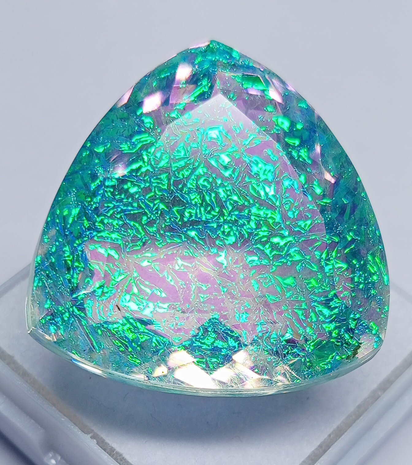 Natural Monarch Fire Opal Doublet Trillion Certified 58.55 Ct Loose Gemstone