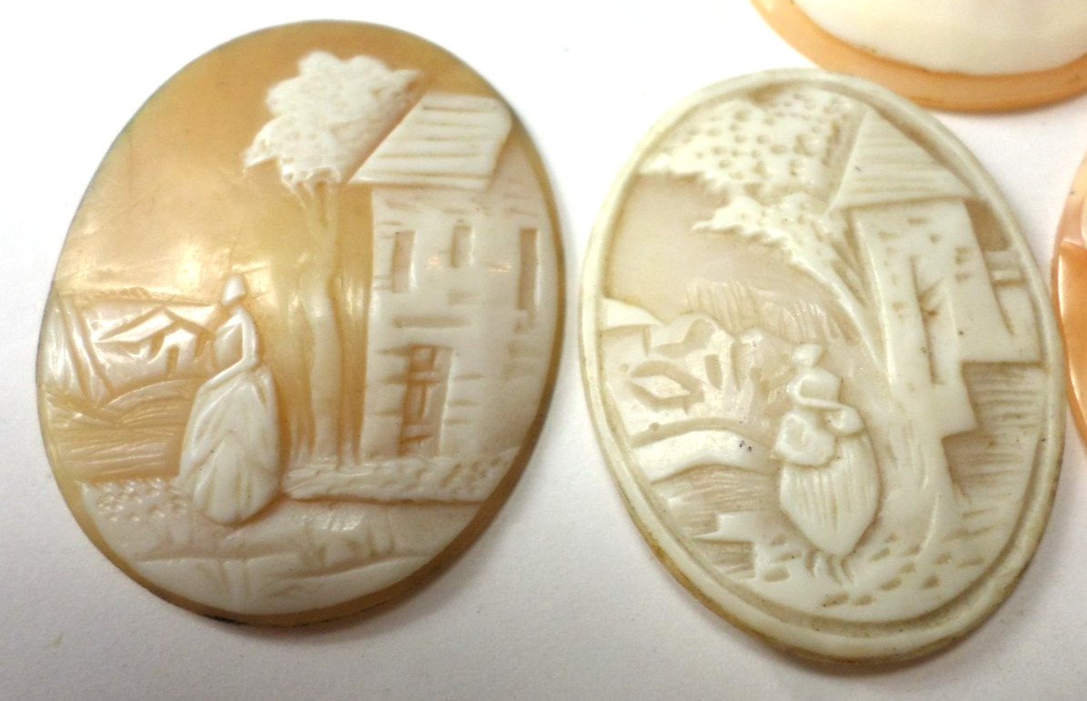 6 Vintage Loose Hand Carved Shell Women L-XL Classic Cameos 45×33 to 30x23mm