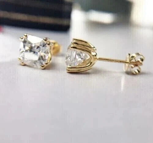 2Ct Asscher Cut Lab Created Diamond Women’s Stud Earrings 14K Yellow Gold Plated