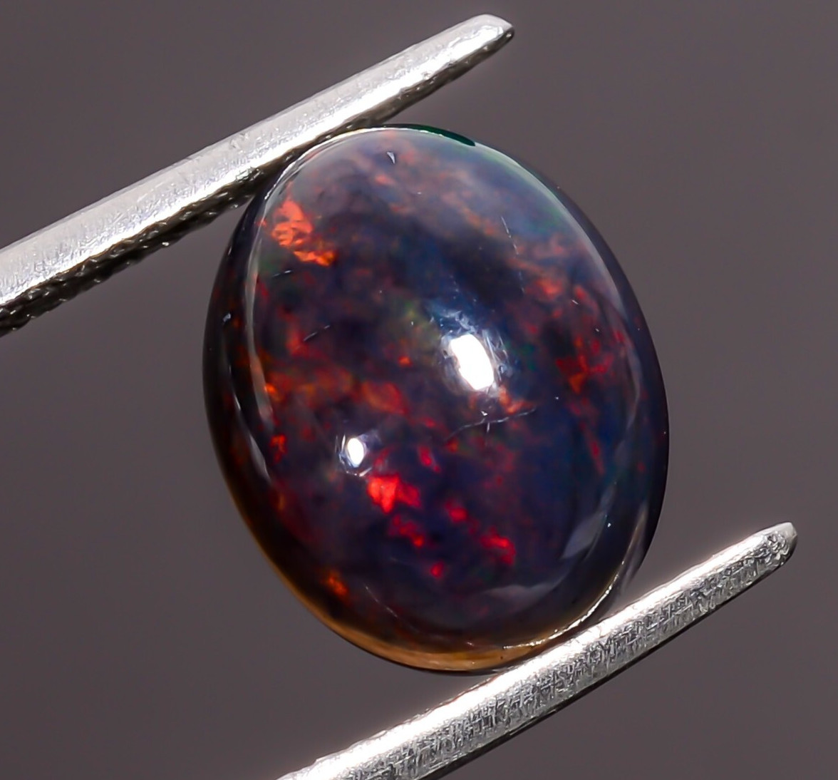 2.50 Cts Natural Black Ethiopian Opal Oval Cabochon Loose Gemstone 11X9X5 mm