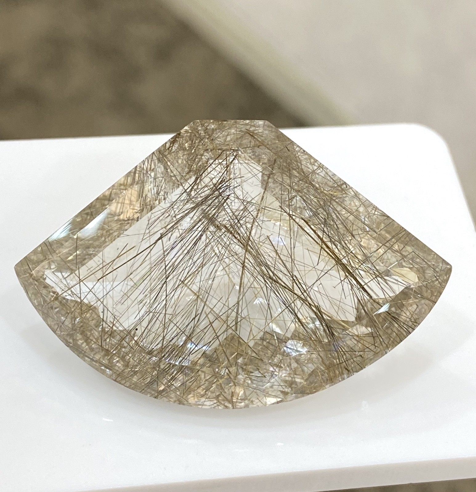 105ct Rare cut Rutile Quartz. Amazing Rutile needles. Fancy cut rutileted quartz