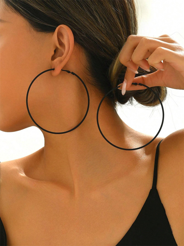 Large Thin Hoop Earrings Minimalist Oversized Round Women Fashion Trendy Daily