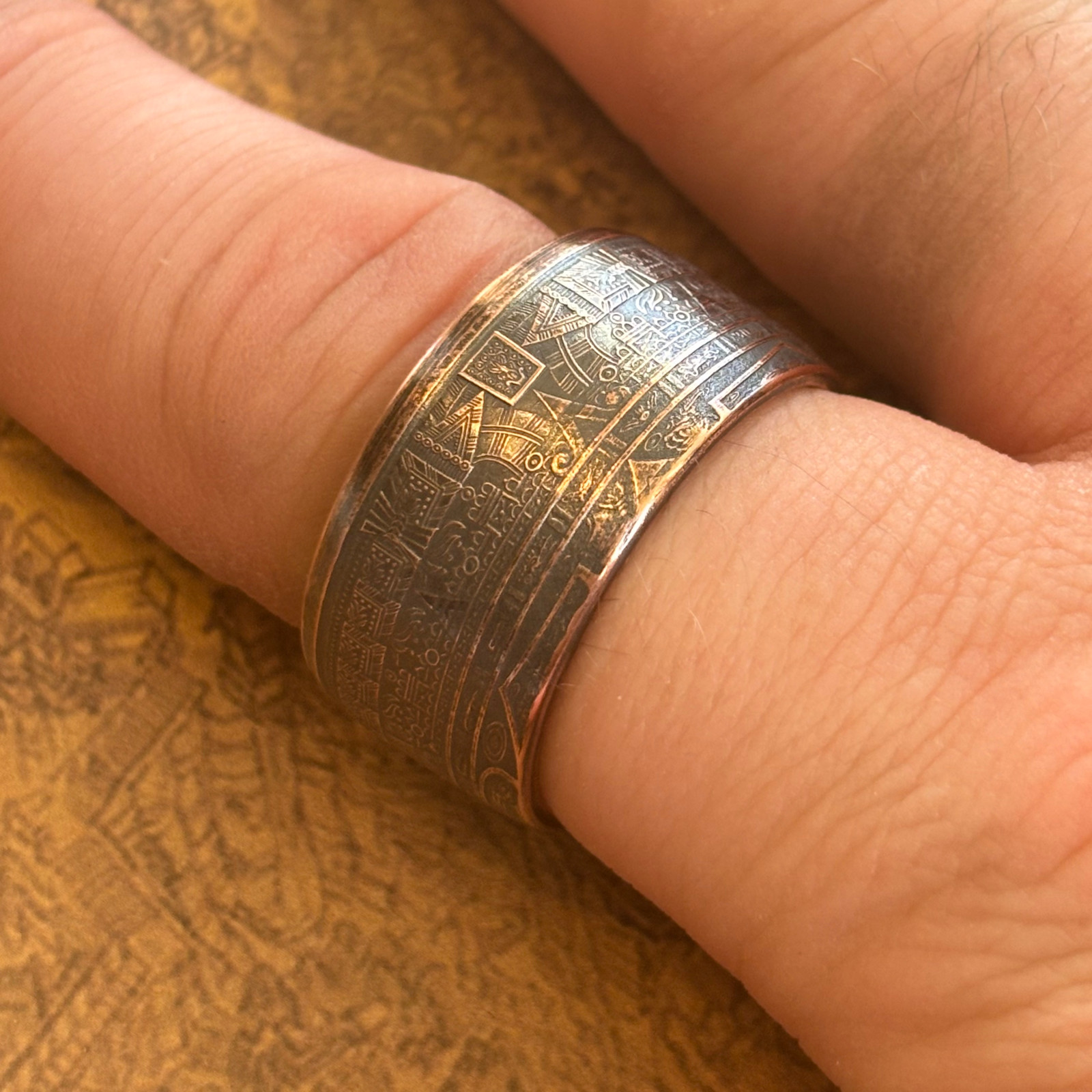 COPPER Aztec Calendar Coin Ring 1 toz USA America Handmade SIZE 5-13 JEWELRY GSM