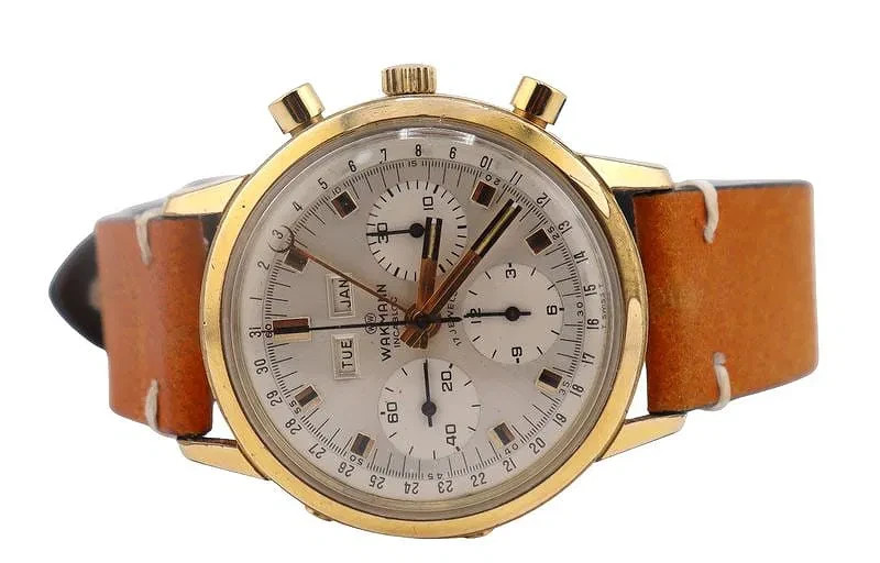 WAKMANN JUMBO TRIPLE DATE CHRONO VALJOUX 730-WORKING-SMALL PUSHER HEAD MISSING