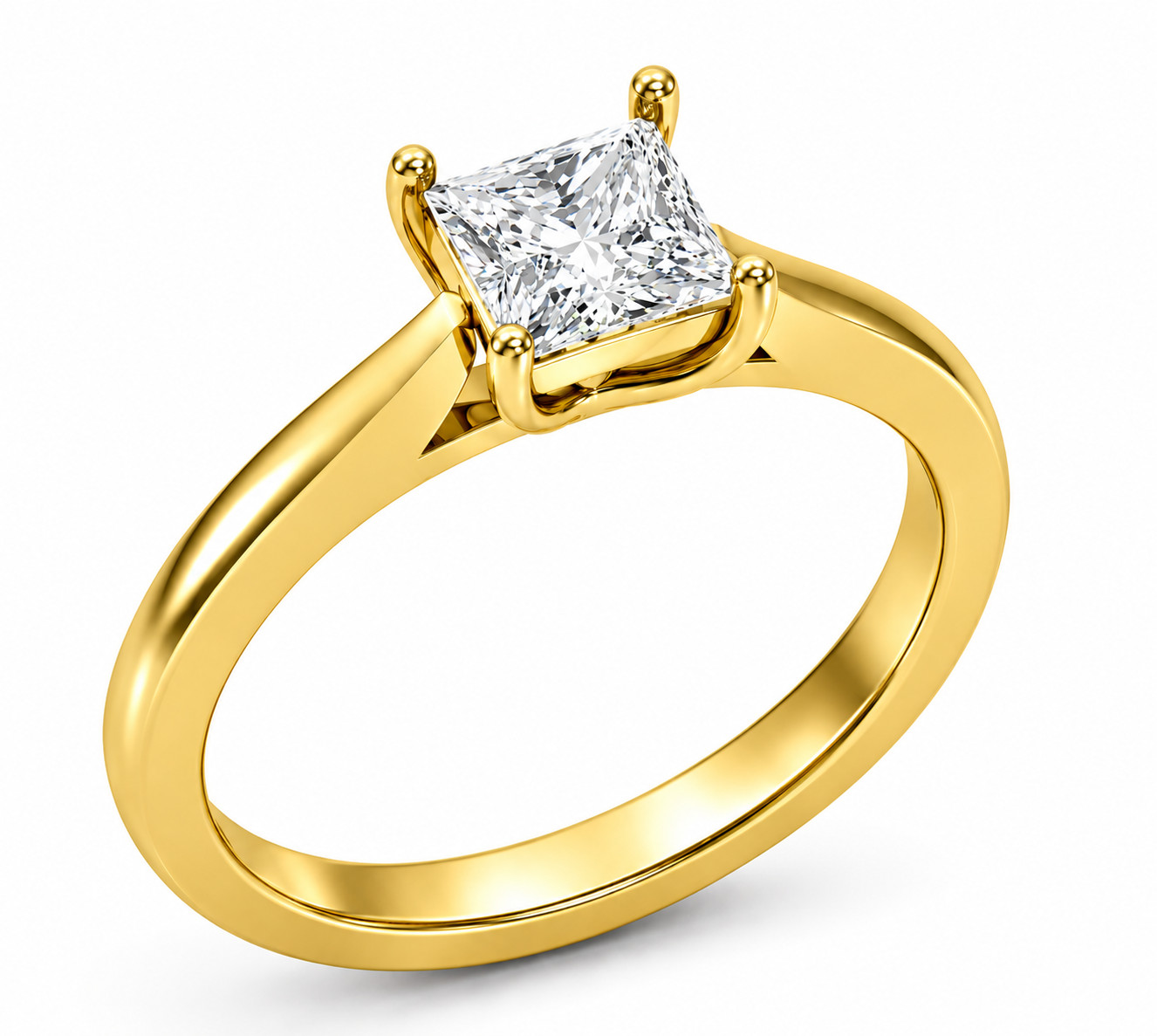 1.00 Ct Princess Cut Moissanite Solitaire Engagement Ring in 10K Gold for Women