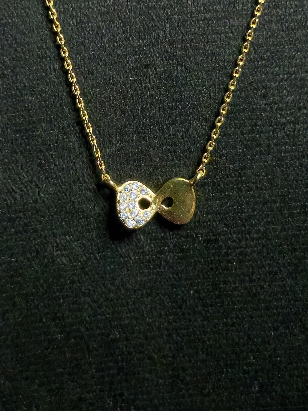 925 Sterling Silver 18ct Gold Plated Bow Necklace with Glass Crystals 45.5cm