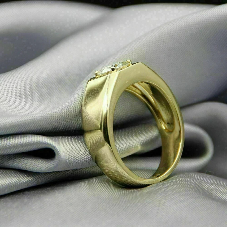 1.50Ct Lab Created Diamond Solitaire Engagement Band Ring 14k Yellow Gold Plated