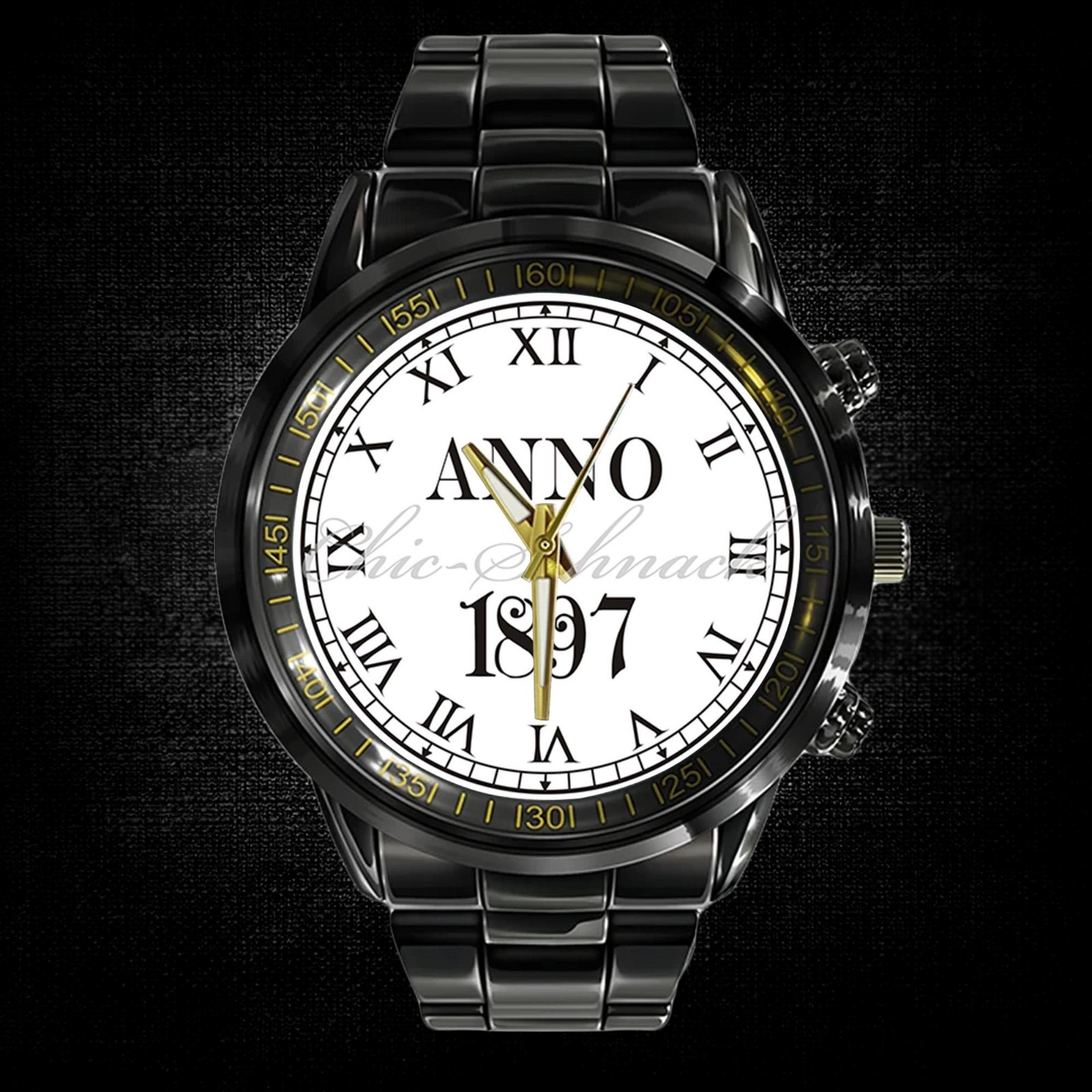 Personalized Anno 1897 schwarz-weiß Heritage Watch Leather Band Case Gift Box