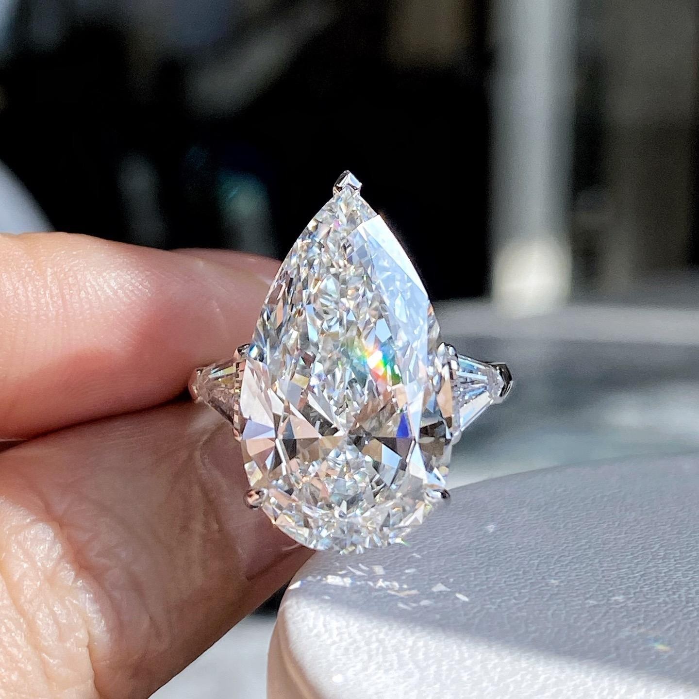 4.00 Ct pear cut moissanite Traditional Engagement ring 14k white gold plated