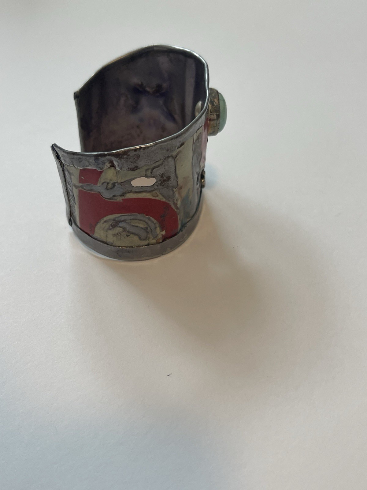 Kit Carson Handcrafted License Plate Cuff Bracelet Turquoise Rustic Star Crown