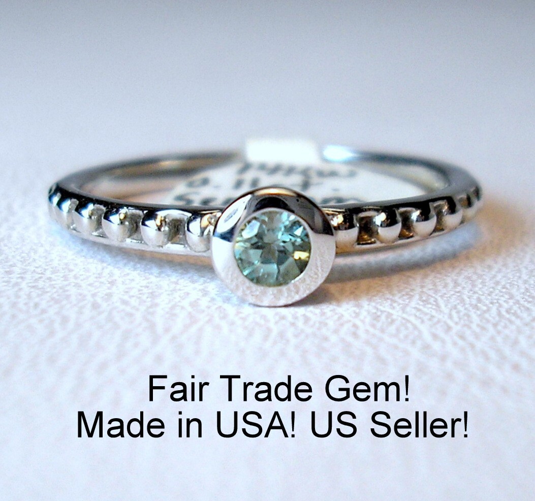 0.11 ct Fair Trade Natural Seafoam Tourmaline 14K White Gold Ring Was $650 Video