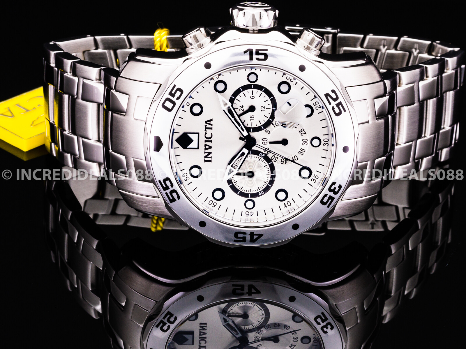Invicta Mens PRO DIVER SCUBA CHRONOGRAPH Silver Dial Bracelet 48mm SS Watch