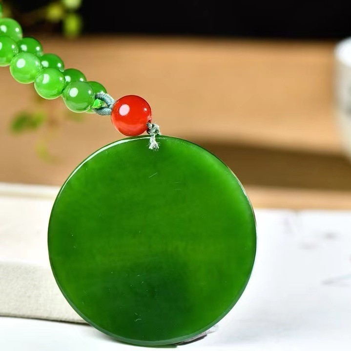 Premium Hetian Biyu Rich Oily Luster Plaque Necklace Heavy 114g Express Ship