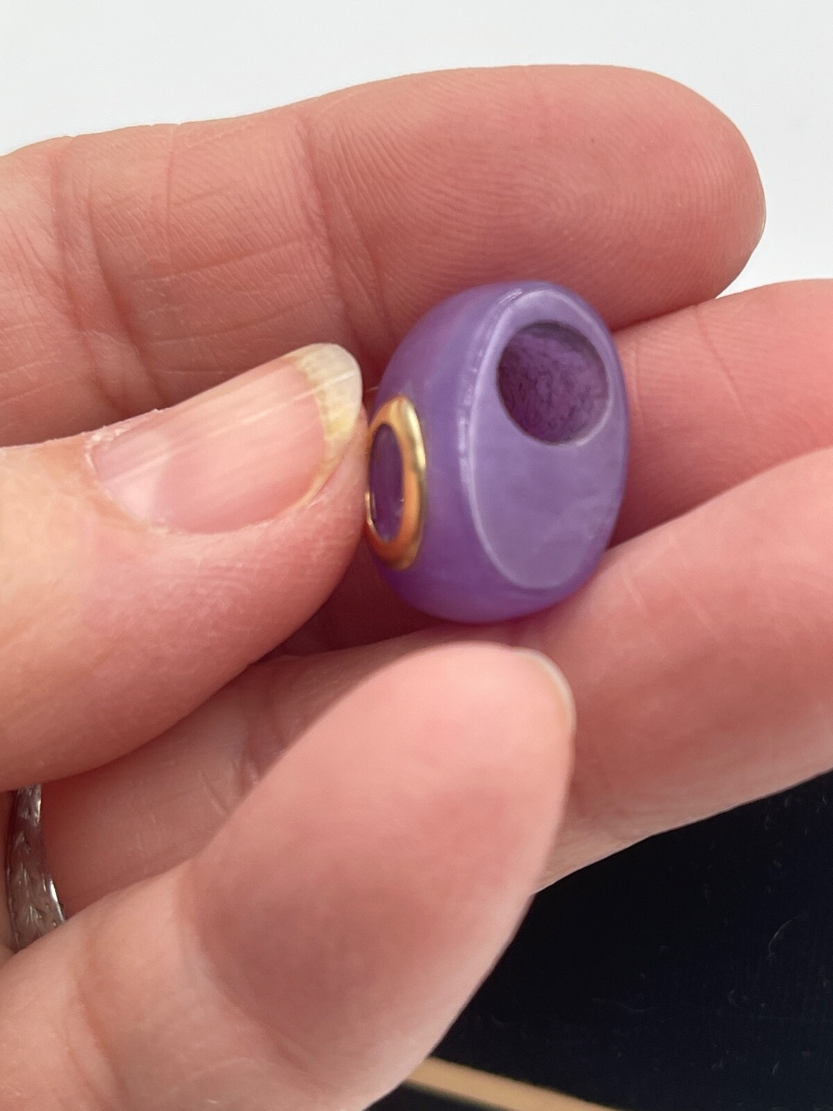 14k Gold Lavander Jade & Amethyst Pendant Slide