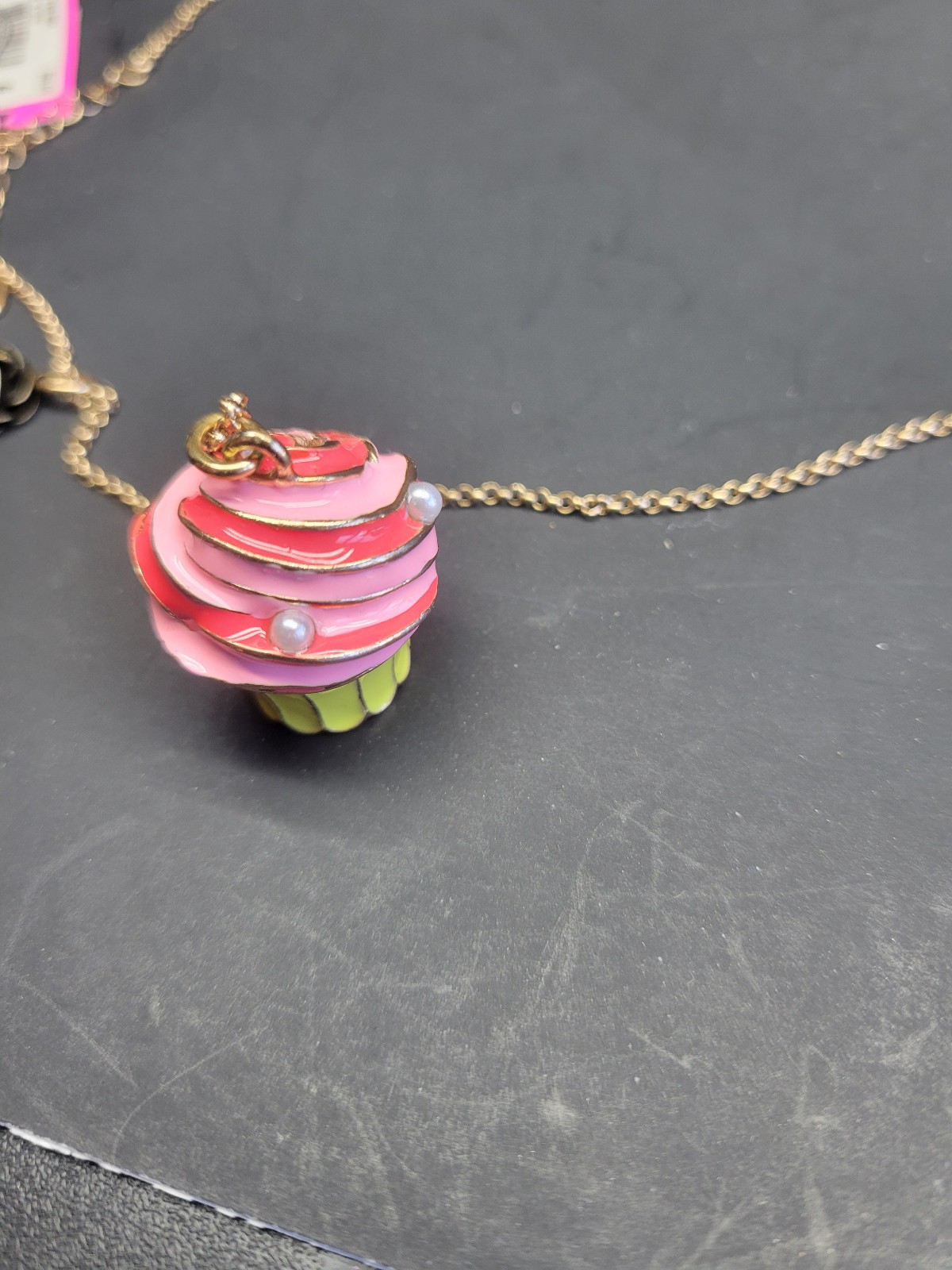 Betsey Johnson Metallic Xox Trolls Cupcake Pendant ** SEE DETAILS & PICS !! **