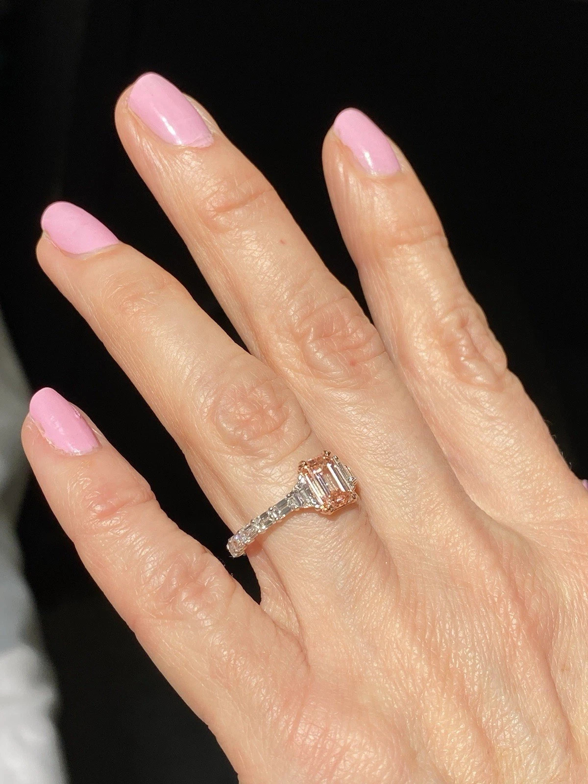 2.00Ct Emerald Cut Lab Grown Diamond Fancy Pink Diamond Wedding Ring 14K Gold