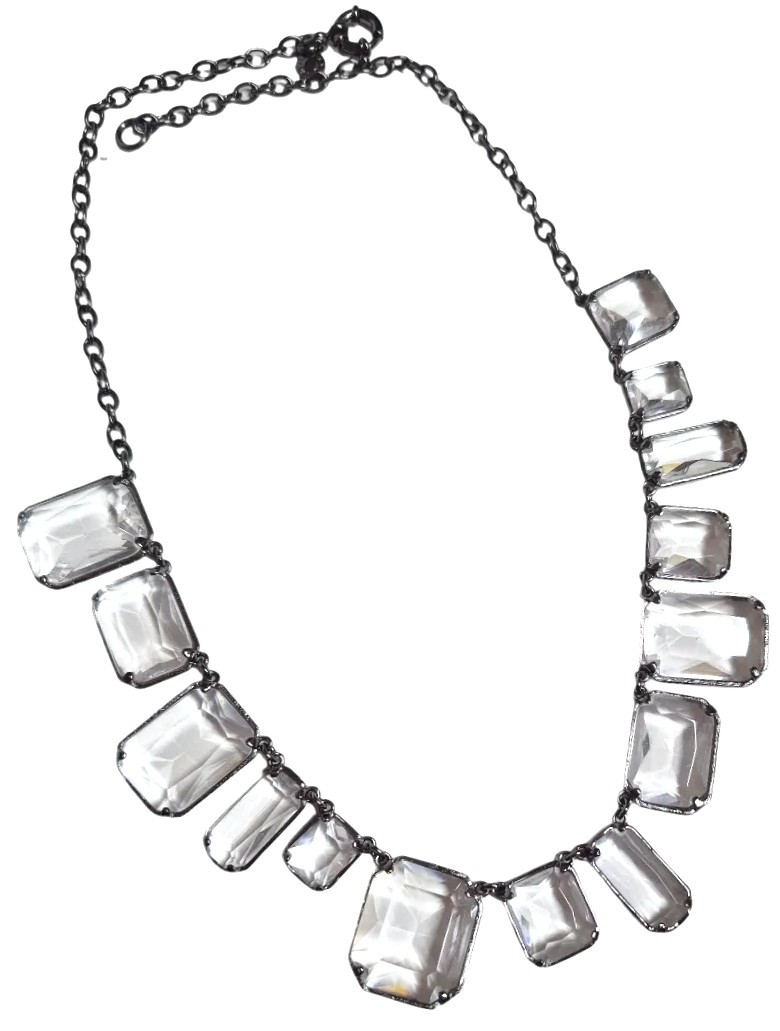 J.Crew Faceted Crystal Statement Necklace Crystal Hematite-Tone Plated Brass