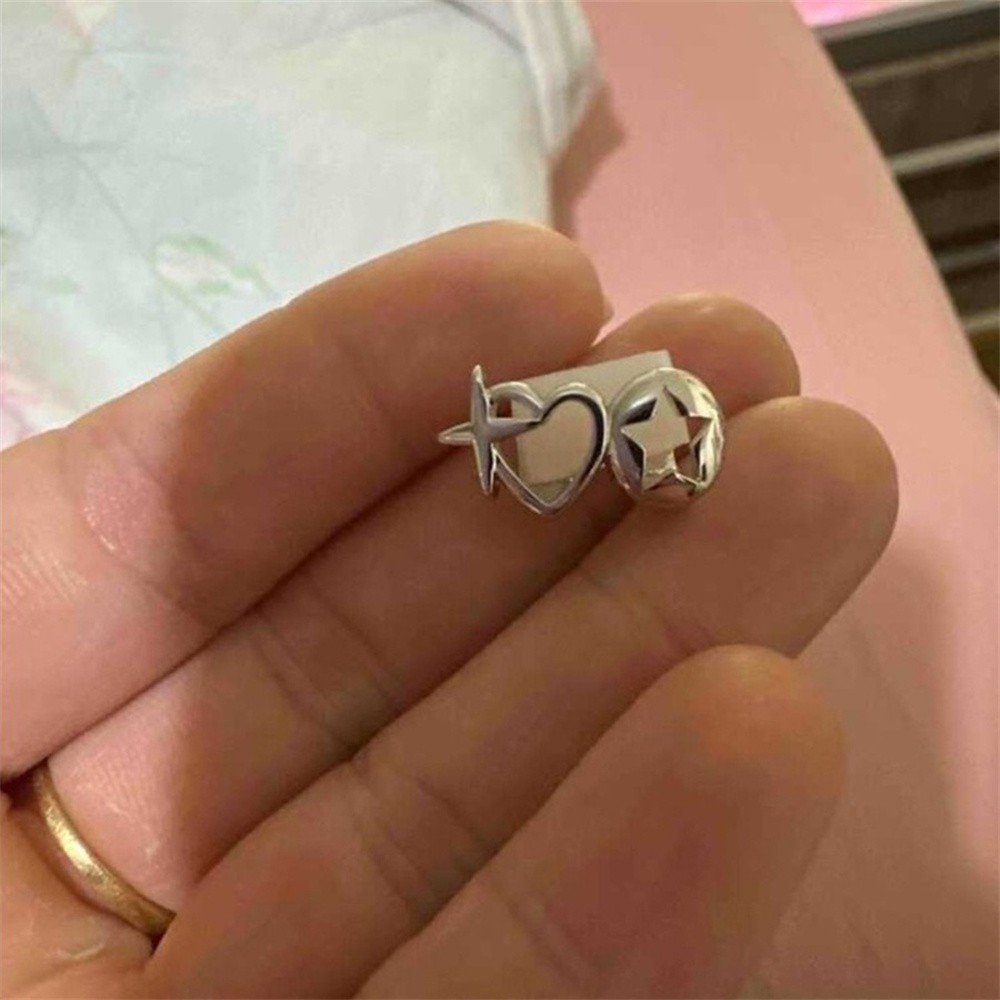 Vintage Double Hollow Heart Star Teeth Grillz Hip Hop Glossy Cross Tooth Caps