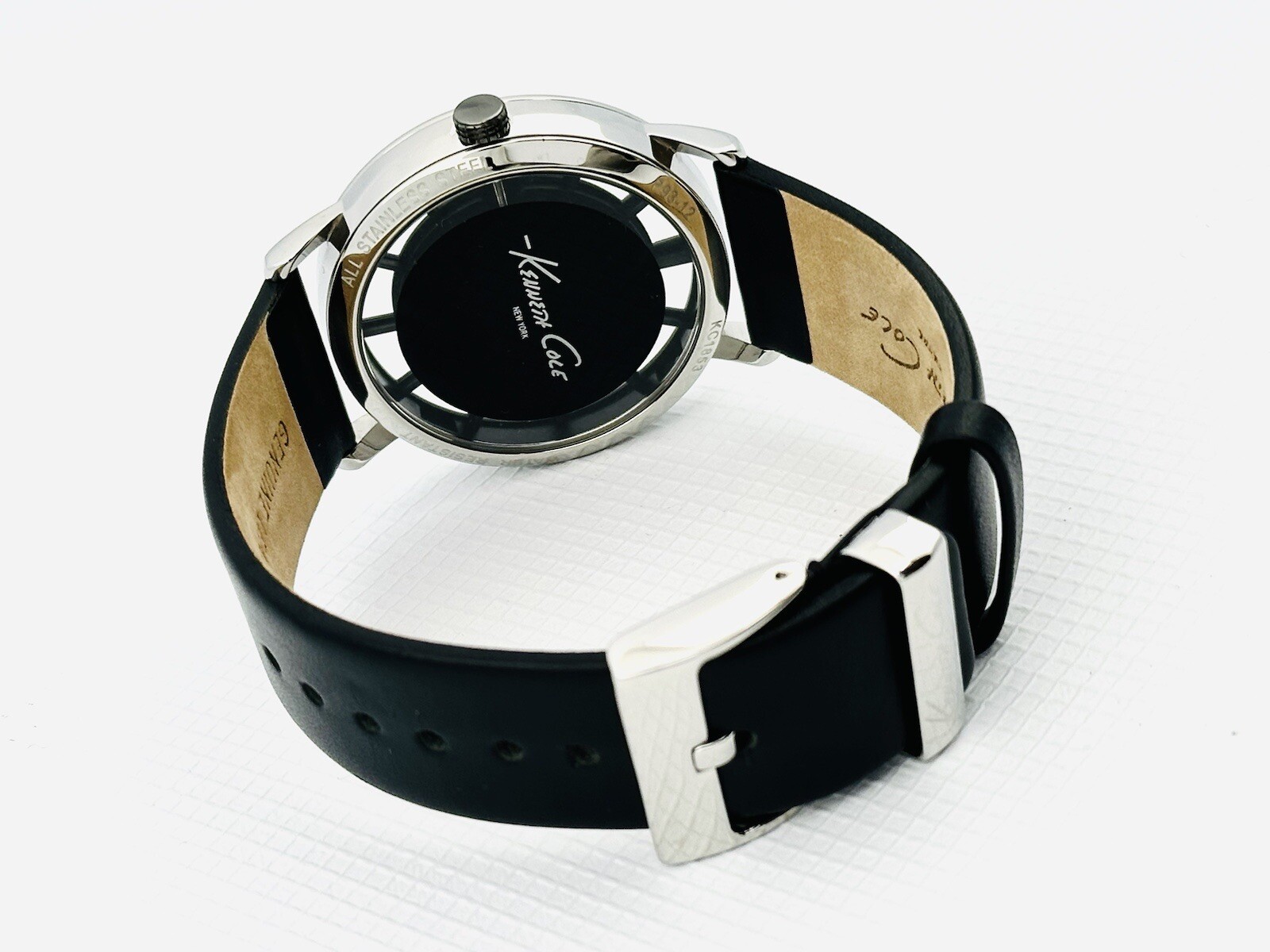 Kenneth Cole NY. KC1853 See-through transparent Mt.Grey Dial Leather Strap Watch