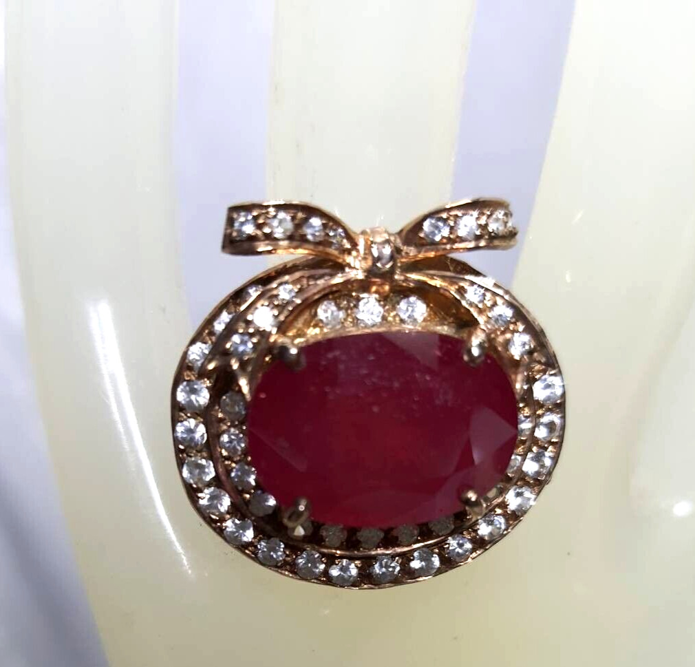 Ring NATURAL Red Ruby Pink gold filled 925 STERLING SILVER cherry gift Size 7