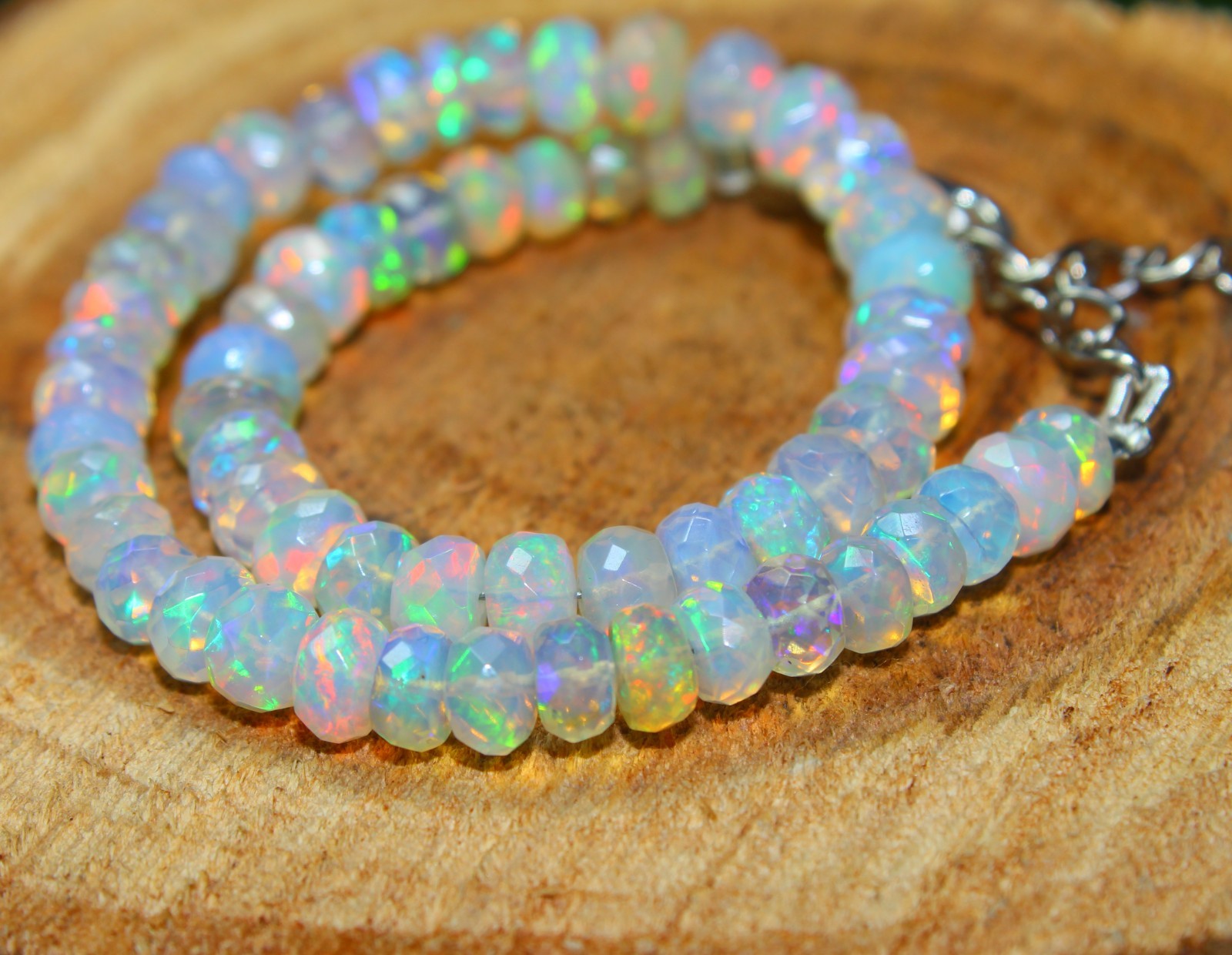 Ethiopian Opal Rondelle Beads 4-5mm 8 Inch Faceted Gemstone Strand