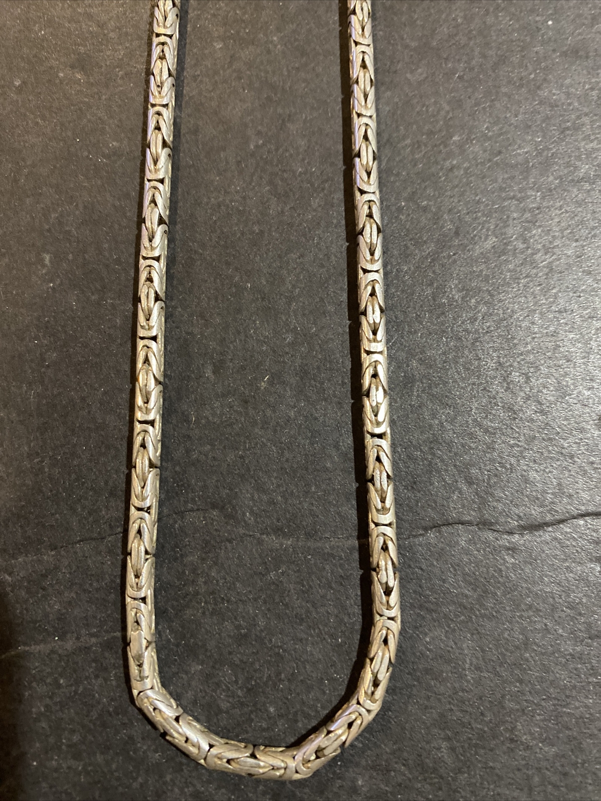 Solid Sterling Silver Byzantine Link Necklace