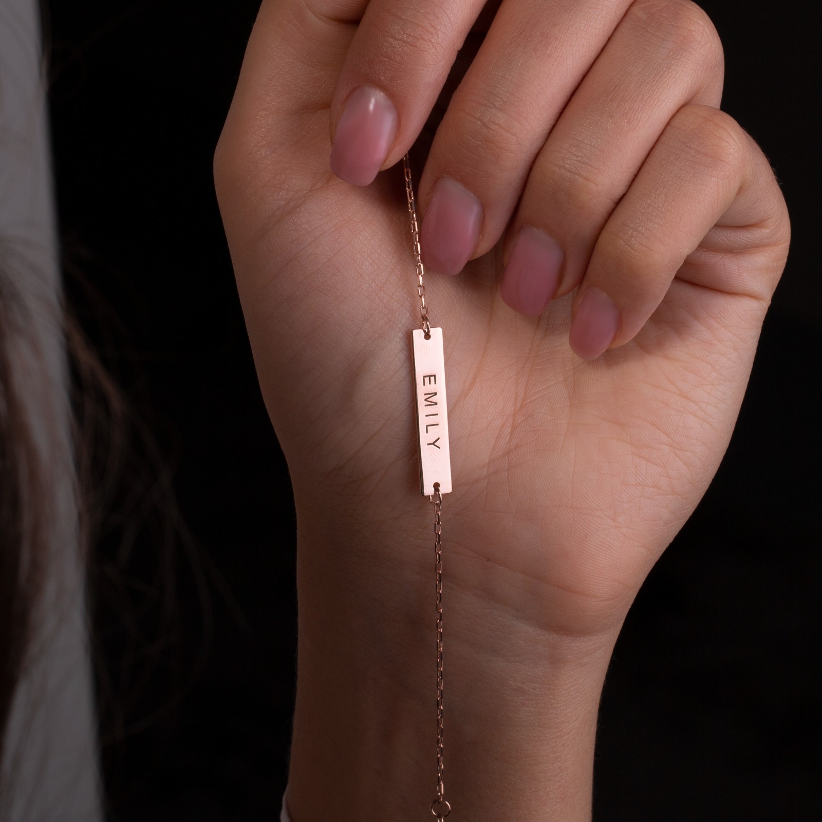Custom Engraved Name Bar Bracelet 925 Sterling Silver Gold/Rose Gold/Silver