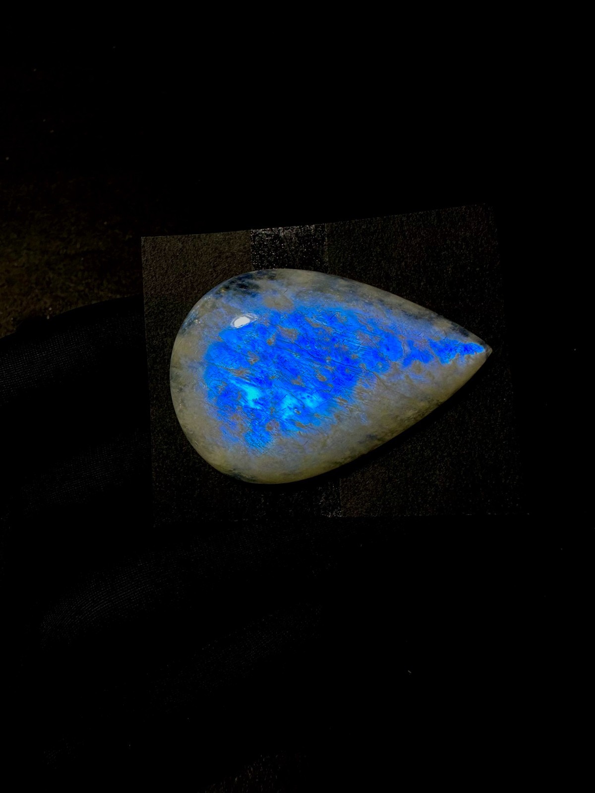 Blue Fire Moonstone, Rainbow Moonstone Gemstone Blue Flashy Moonstone Cabochon