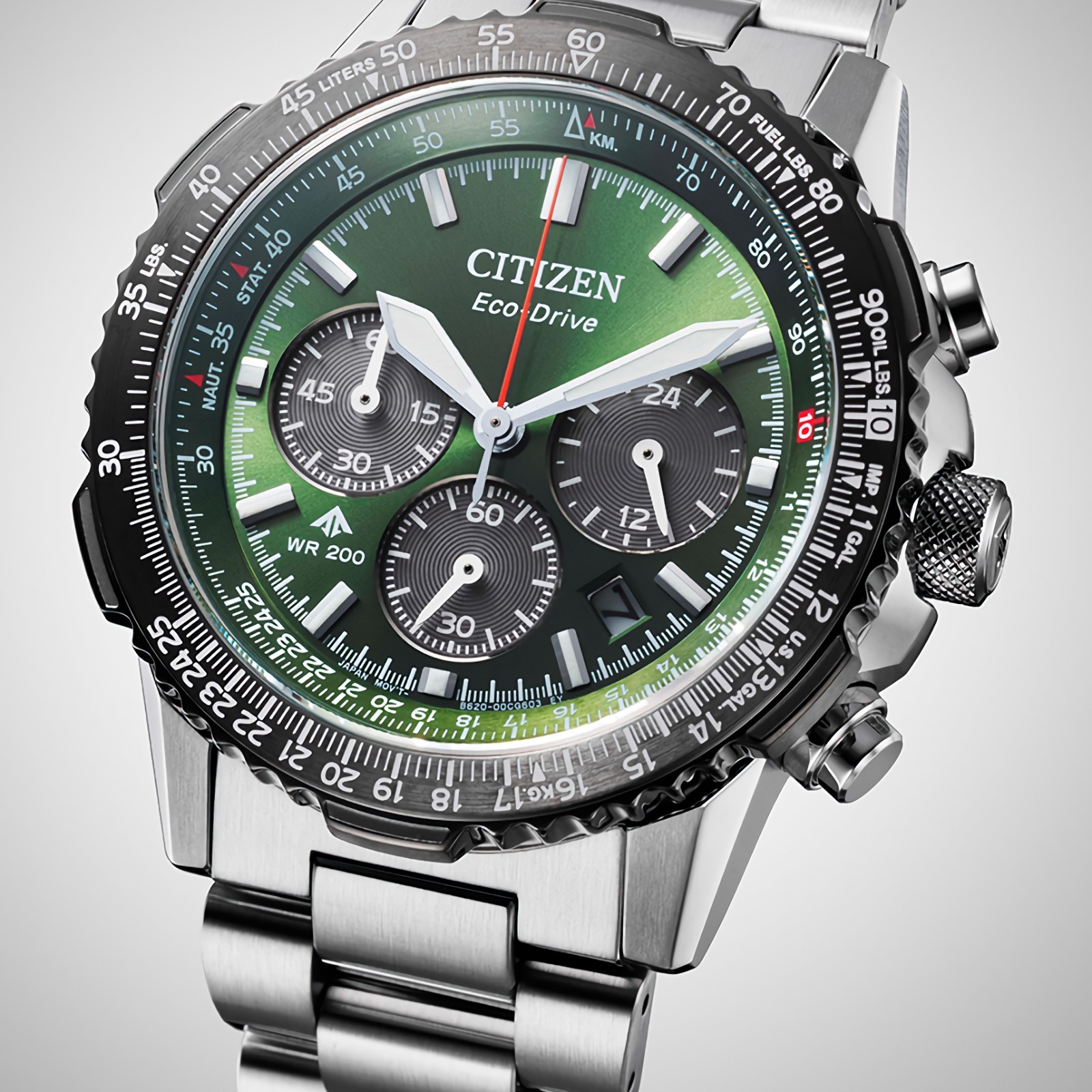 Citizen Promaster Navihawk CA4664-60W Eco-Drive Green Dial Chronograph Men Watch