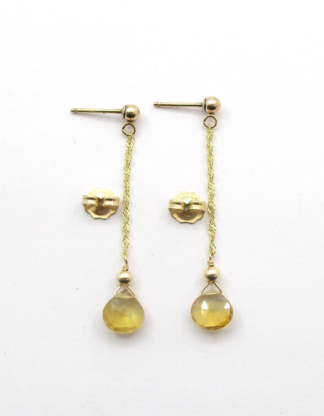 1.38 CTW Citrine Briolette Dangle Earrings 14 Karat Gold Filled