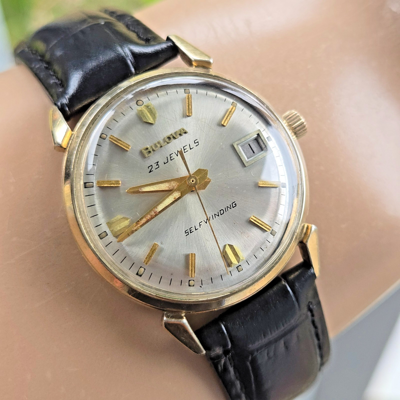 Vintage BULOVA Date King men’s automatic watch 10BPACD 23Jewels 10K RGP 1968