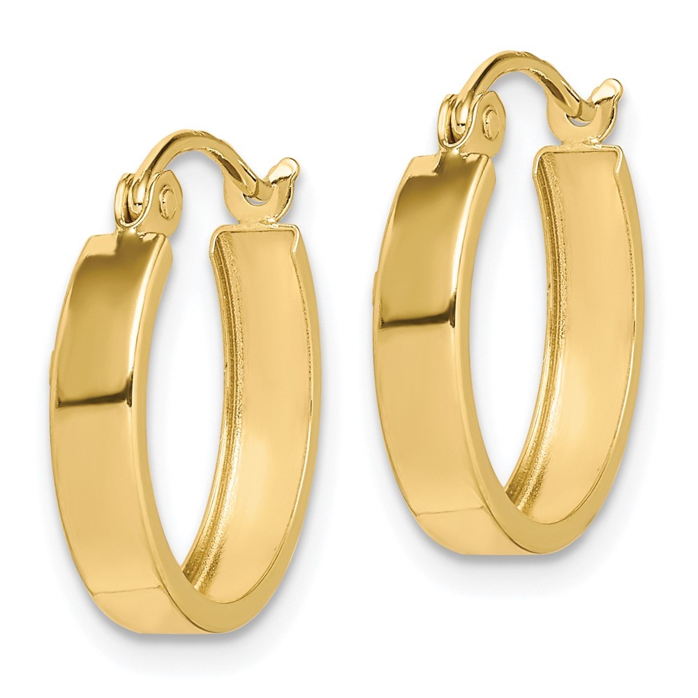 10k Yellow Gold Square Tube Hoop Earrings for Women 0.84g L-15mm, W-15mm