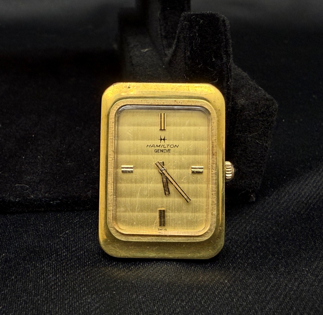 Hamilton Geneve Tank Style Watch Manual Wind Gold plated Untested Face Only