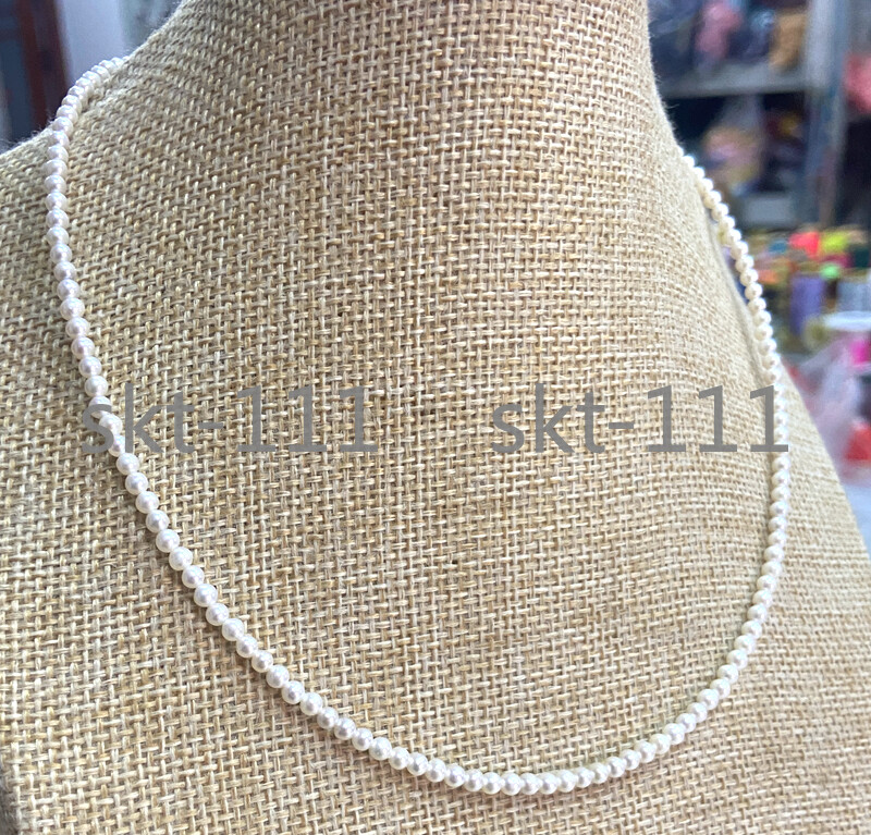 Natural 3-4MM White Akoya Freshwater Cultured Pearl Necklace 14-20″ AAAAA