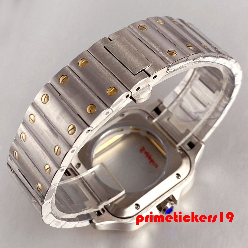 38mm Square Watch Case+Band+Dial Hands Set Fit NH35 NH36 NH38 Transparent Back